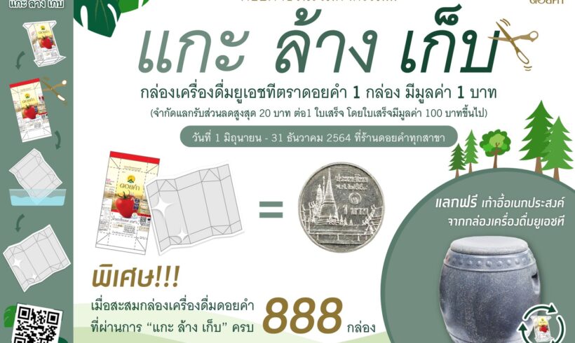 ดอยคำ ชวนรัก(ษ์) โลก มุ่งสู่สังคมไร้ขยะ 1 กล่อง มีมูลค่า 1 บาท กับกิจกรรม “แกะ ล้าง เก็บ”