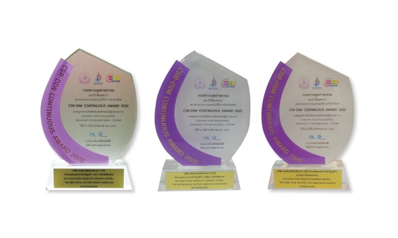 โรงงานหลวงฯ ทั้ง 3 แห่ง คว้ารางวัล “CSR-DIW CONTINUOUS AWARD 2022” อุตสาหกรรมที่มีความรับผิดชอบต่อสังคมและชุมชนอย่างยั่งยืน